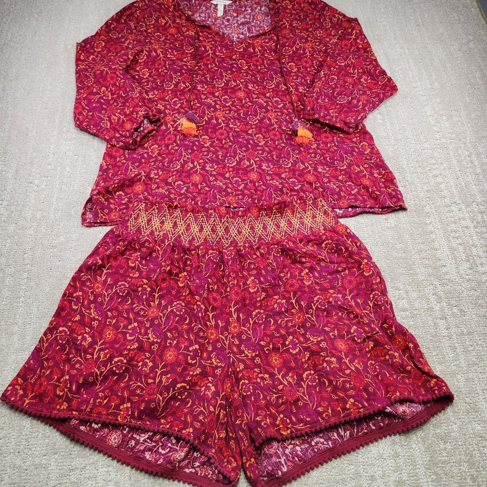 Matilda Jane Shirt Shorts Women S Enchanted Garden Coral Medallion Set Oversized